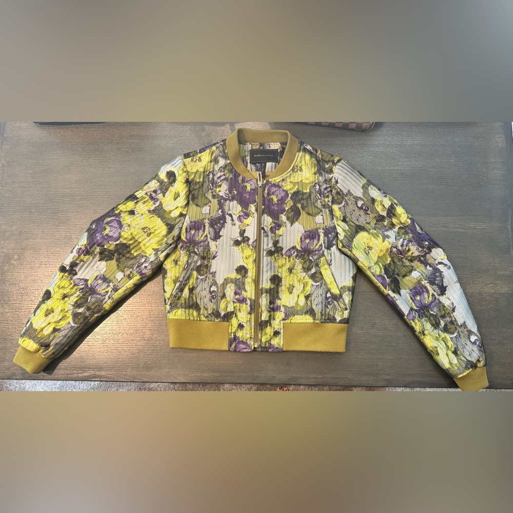 BCBGMaxAzria Purple and Yellow Floral Jacket